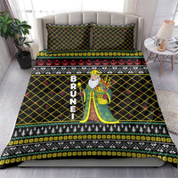 Brunei Christmas Bedding Set with Traditional Santa Gift Basket and Black Yellow Red Holiday Pattern - Wonder Print Shop