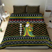 Brunei Christmas Bedding Set with Traditional Santa Gift Basket and Black Yellow Red Holiday Pattern - Wonder Print Shop