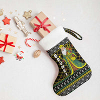 Brunei Christmas Stocking with Traditional Santa Gift Basket and Black Yellow Red Holiday Pattern - Wonder Print Shop