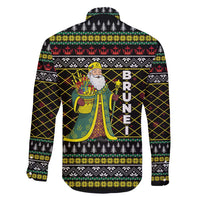 Brunei Christmas Family Matching Long Sleeve Bodycon Dress and Hawaiian Shirt with Traditional Santa Gift Basket and Black Yellow Red Holiday Pattern - Wonder Print Shop