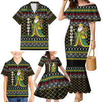 Brunei Christmas Family Matching Mermaid Dress and Hawaiian Shirt with Traditional Santa Gift Basket and Black Yellow Red Holiday Pattern - Wonder Print Shop