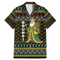 Brunei Christmas Family Matching Mermaid Dress and Hawaiian Shirt with Traditional Santa Gift Basket and Black Yellow Red Holiday Pattern - Wonder Print Shop