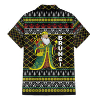 Brunei Christmas Family Matching Mermaid Dress and Hawaiian Shirt with Traditional Santa Gift Basket and Black Yellow Red Holiday Pattern - Wonder Print Shop