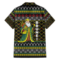 Brunei Christmas Family Matching Tank Maxi Dress and Hawaiian Shirt with Traditional Santa Gift Basket and Black Yellow Red Holiday Pattern - Wonder Print Shop