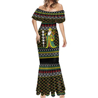 Brunei Christmas Mermaid Dress with Traditional Santa Gift Basket and Black Yellow Red Holiday Pattern - Wonder Print Shop