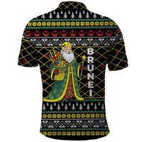 Brunei Christmas Polo Shirt with Traditional Santa Gift Basket and Black Yellow Red Holiday Pattern - Wonder Print Shop