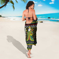 Brunei Christmas Sarong with Traditional Santa Gift Basket and Black Yellow Red Holiday Pattern - Wonder Print Shop