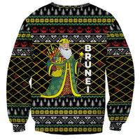 Brunei Christmas Sweatshirt with Traditional Santa Gift Basket and Black Yellow Red Holiday Pattern - Wonder Print Shop