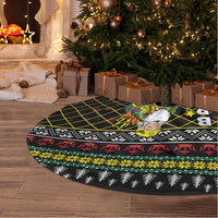 Brunei Christmas Tree Skirt with Traditional Santa Gift Basket and Black Yellow Red Holiday Pattern - Wonder Print Shop