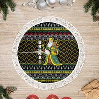 Brunei Christmas Tree Skirt with Traditional Santa Gift Basket and Black Yellow Red Holiday Pattern - Wonder Print Shop