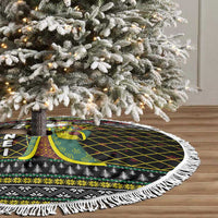 Brunei Christmas Tree Skirt with Traditional Santa Gift Basket and Black Yellow Red Holiday Pattern - Wonder Print Shop