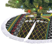 Brunei Christmas Tree Skirt with Traditional Santa Gift Basket and Black Yellow Red Holiday Pattern - Wonder Print Shop