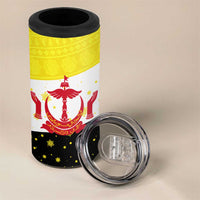 Brunei Christmas 4 in 1 Can Cooler Tumbler with Cartoon Monkey Santa Hat Candy Cane and Yellow Black Flag Pattern - Wonder Print Shop