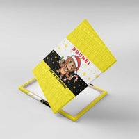 Brunei Christmas Canvas Wall Art with Cartoon Monkey Santa Hat Candy Cane and Yellow Black Flag Pattern - Wonder Print Shop