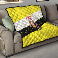 Brunei Christmas Quilt with Cartoon Monkey Santa Hat Candy Cane and Yellow Black Flag Pattern - Wonder Print Shop