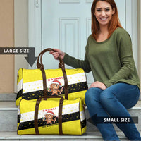 Brunei Christmas Travel Bag with Cartoon Monkey Santa Hat Candy Cane and Yellow Black Flag Pattern - Wonder Print Shop
