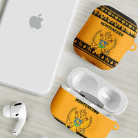 Montenegro Christmas AirPods Case with Gold-Black Theme, Double-Headed Eagle, and Map Motif - Wonder Print Shop
