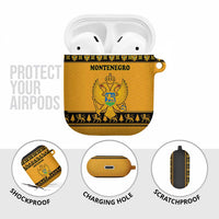 Montenegro Christmas AirPods Case with Gold-Black Theme, Double-Headed Eagle, and Map Motif - Wonder Print Shop