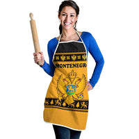 Montenegro Christmas Apron with Gold-Black Theme, Double-Headed Eagle, and Map Motif - Wonder Print Shop