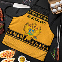 Montenegro Christmas Apron with Gold-Black Theme, Double-Headed Eagle, and Map Motif - Wonder Print Shop