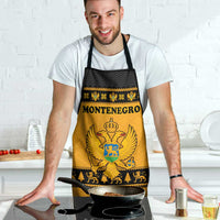 Montenegro Christmas Apron with Gold-Black Theme, Double-Headed Eagle, and Map Motif - Wonder Print Shop
