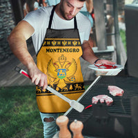 Montenegro Christmas Apron with Gold-Black Theme, Double-Headed Eagle, and Map Motif - Wonder Print Shop