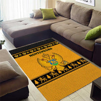 Montenegro Christmas Area Rug with Gold-Black Theme, Double-Headed Eagle, and Map Motif - Wonder Print Shop