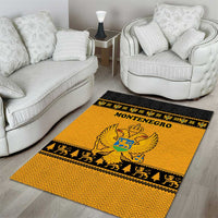 Montenegro Christmas Area Rug with Gold-Black Theme, Double-Headed Eagle, and Map Motif - Wonder Print Shop