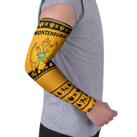 Montenegro Christmas Arm Sleeves with Gold-Black Theme, Double-Headed Eagle, and Map Motif - Wonder Print Shop