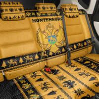 Montenegro Christmas Back Car Seat Cover with Gold-Black Theme, Double-Headed Eagle, and Map Motif - Wonder Print Shop