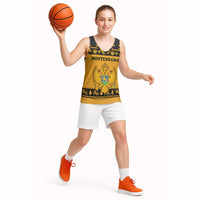 Montenegro Christmas Basketball Jersey with Gold-Black Theme, Double-Headed Eagle, and Map Motif - Wonder Print Shop