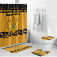 Montenegro Christmas Bathroom Set with Gold-Black Theme, Double-Headed Eagle, and Map Motif - Wonder Print Shop
