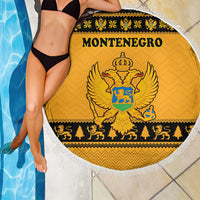 Montenegro Christmas Beach Blanket with Gold-Black Theme, Double-Headed Eagle, and Map Motif - Wonder Print Shop