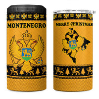 Montenegro Christmas 4 in 1 Can Cooler Tumbler with Gold-Black Theme, Double-Headed Eagle, and Map Motif - Wonder Print Shop