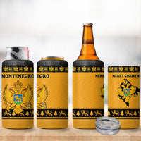 Montenegro Christmas 4 in 1 Can Cooler Tumbler with Gold-Black Theme, Double-Headed Eagle, and Map Motif - Wonder Print Shop