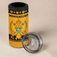 Montenegro Christmas 4 in 1 Can Cooler Tumbler with Gold-Black Theme, Double-Headed Eagle, and Map Motif - Wonder Print Shop