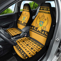 Montenegro Christmas Car Seat Cover with Gold-Black Theme, Double-Headed Eagle, and Map Motif - Wonder Print Shop