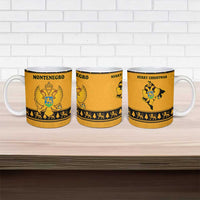 Montenegro Christmas Ceramic Mug with Gold-Black Theme, Double-Headed Eagle, and Map Motif - Wonder Print Shop