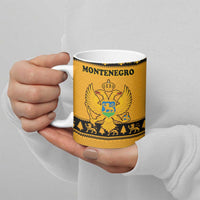 Montenegro Christmas Ceramic Mug with Gold-Black Theme, Double-Headed Eagle, and Map Motif - Wonder Print Shop