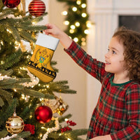 Montenegro Christmas Stocking with Gold-Black Theme, Double-Headed Eagle, and Map Motif - Wonder Print Shop