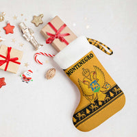 Montenegro Christmas Stocking with Gold-Black Theme, Double-Headed Eagle, and Map Motif - Wonder Print Shop