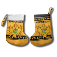 Montenegro Christmas Stocking with Gold-Black Theme, Double-Headed Eagle, and Map Motif - Wonder Print Shop