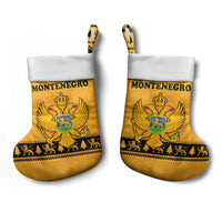 Montenegro Christmas Stocking with Gold-Black Theme, Double-Headed Eagle, and Map Motif - Wonder Print Shop
