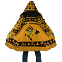 Montenegro Christmas Cloak with Gold-Black Theme, Double-Headed Eagle, and Map Motif - Wonder Print Shop