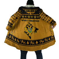 Montenegro Christmas Cloak with Gold-Black Theme, Double-Headed Eagle, and Map Motif - Wonder Print Shop