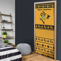 Montenegro Christmas Door Cover with Gold-Black Theme, Double-Headed Eagle, and Map Motif - Wonder Print Shop