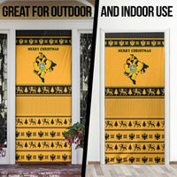 Montenegro Christmas Door Cover with Gold-Black Theme, Double-Headed Eagle, and Map Motif - Wonder Print Shop