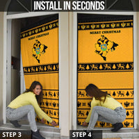Montenegro Christmas Door Cover with Gold-Black Theme, Double-Headed Eagle, and Map Motif - Wonder Print Shop