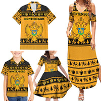 Montenegro Christmas Family Matching Summer Maxi Dress and Hawaiian Shirt with Gold-Black Theme, Double-Headed Eagle, and Map Motif - Wonder Print Shop