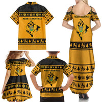 Montenegro Christmas Family Matching Summer Maxi Dress and Hawaiian Shirt with Gold-Black Theme, Double-Headed Eagle, and Map Motif - Wonder Print Shop
